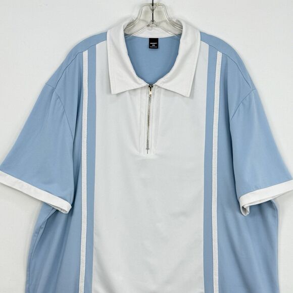 Men's Classic Regular-Fit Polo Shirt Men Blue Short Sleeve Shirt Size XXL - Picture 3 of 12